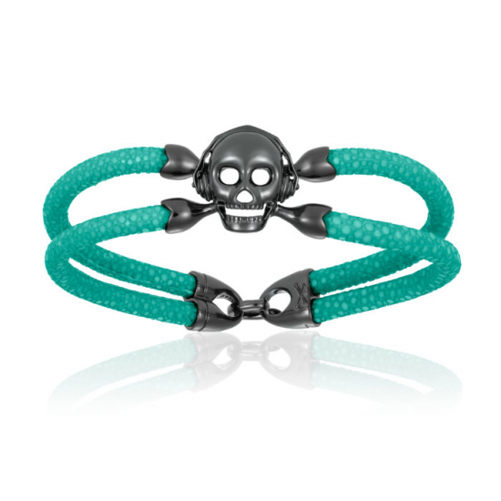 Double Bone Single Skull Bracelet 