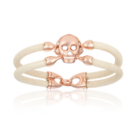 Double Bone Single Skull Bracelet 