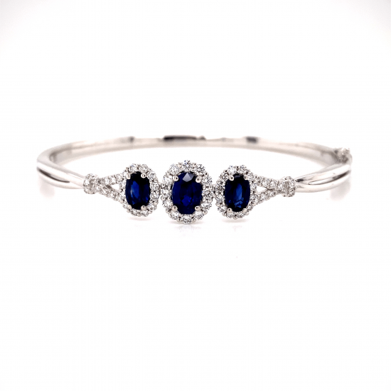 TRI-OVAL CUT SAPPHIRE DIAMOND BANGLE