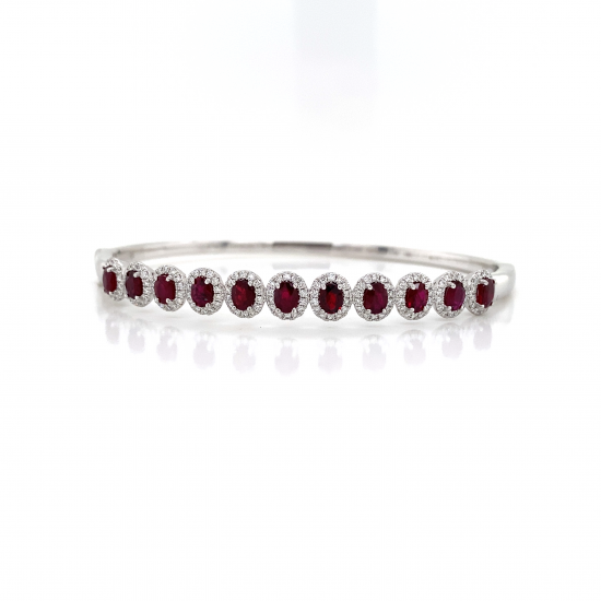 RUBY & HALO DIAMOND BANGLE